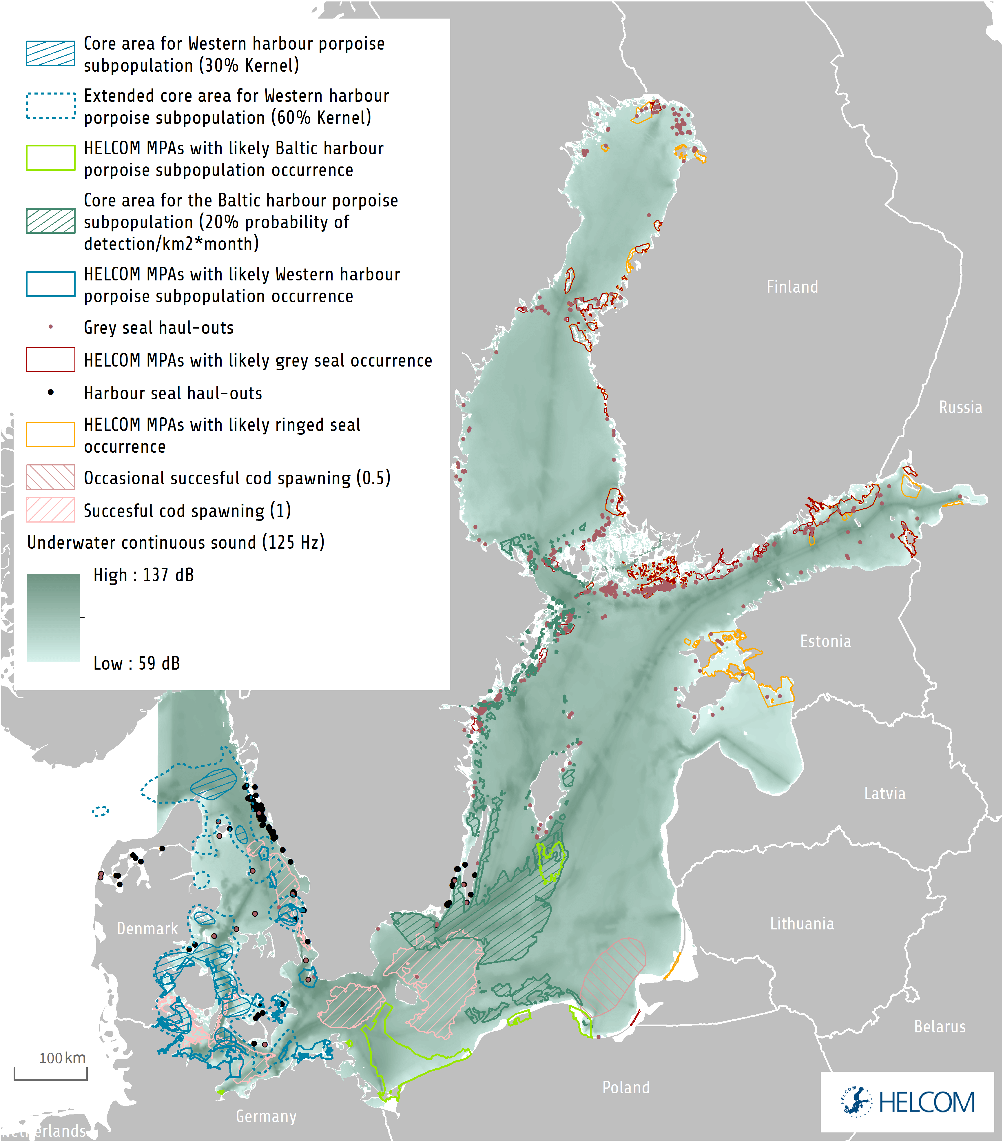 HELCOM HOLASII Fig 4.4.3 Distribution Of Sound And Important Areas For Species